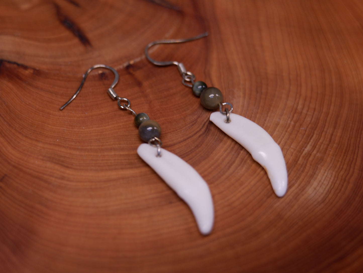 Crystal Bead Canine Tooth Earring