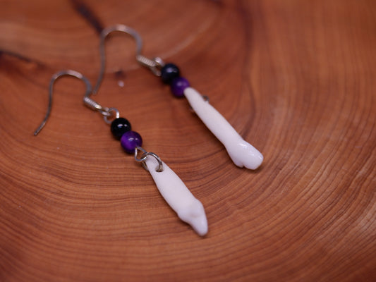Crystal Bead Canine Tooth Earring